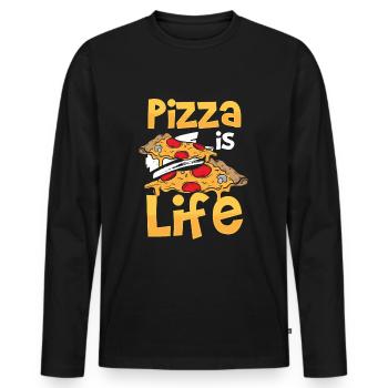 Pizzeria Pizza lovers Restaurant - Men's Premium Organic Long Sleeve Shirt - black - Front - Nico (187cm)
