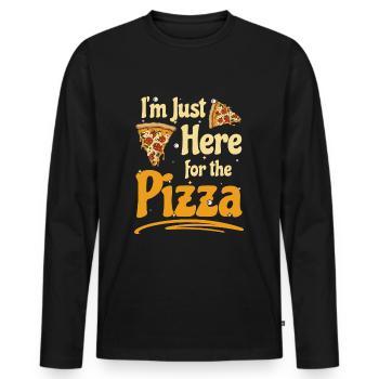 Fast food pizza lover humour pizza slice - T-shirt manches longues Premium bio Homme - noir - Devant - Nico (187cm)