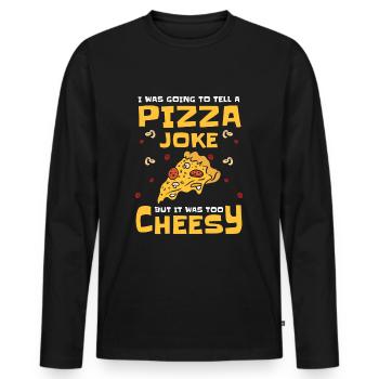 Pizza Italien Salami Käse - Männer Premium Bio Langarmshirt - Schwarz - Vorne - Nico (187cm)