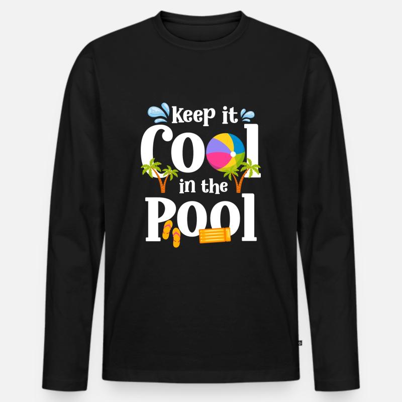Pool Pool Party Schwimmer Freizeit - Männer Premium Bio Langarmshirt - Schwarz