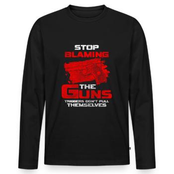 Armes Pistolet Tir Arme à feu - T-shirt manches longues Premium bio Homme - noir - Devant - Nico (187cm)