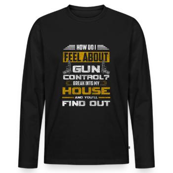 Armes, violence, fusillades, revolvers - T-shirt manches longues Premium bio Homme - noir - Devant - Nico (187cm)