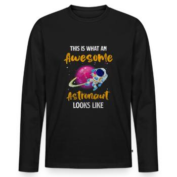 Astronaut Spaceflight Weightless Galaxy - Men's Premium Organic Long Sleeve Shirt - black - Front - Nico (187cm)