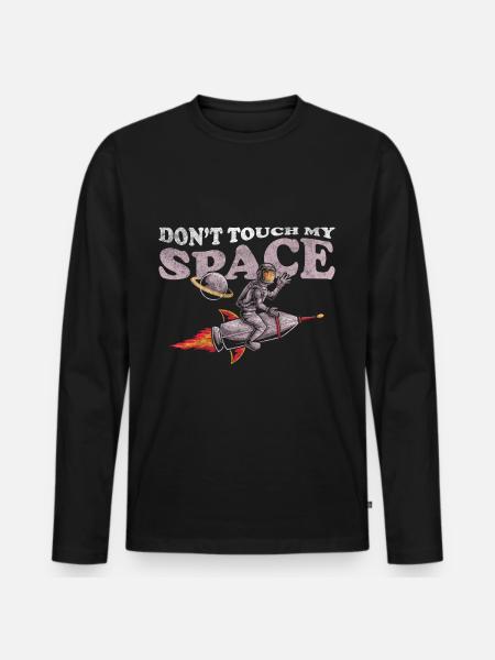 Space Planet Spacesuit Rocket - Men's Premium Organic Long Sleeve Shirt - black