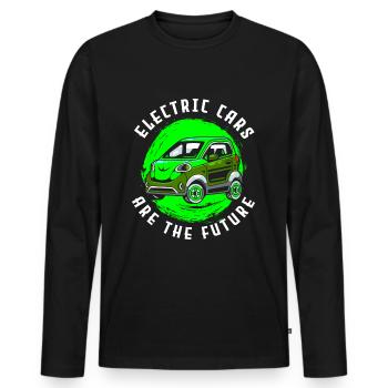 Elektromobilität Auto Strom Klimaschutz - Männer Premium Bio Langarmshirt - Schwarz - Vorne - Nico (187cm)