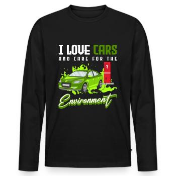 Elektroauto Umwelt Klimawandel - Männer Premium Bio Langarmshirt - Schwarz - Vorne - Nico (187cm)