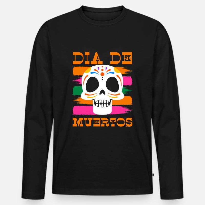 Mexiko Bunt Knochen Ehre - Männer Premium Bio Langarmshirt - Schwarz