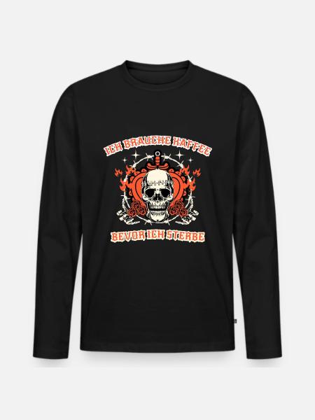 ich brauch kaffee spruch geschenk - Männer Premium Bio Langarmshirt - Schwarz