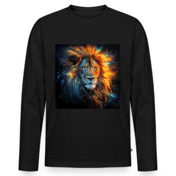 Lion with magnificent mane - Men's Premium Organic Long Sleeve Shirt - black - Front - Nico (187cm)
