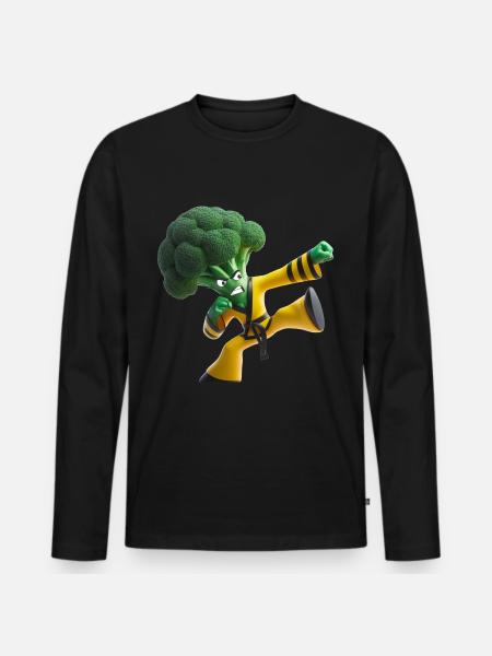 Broccoli kung fu fighter - Men's Premium Organic Long Sleeve Shirt - black