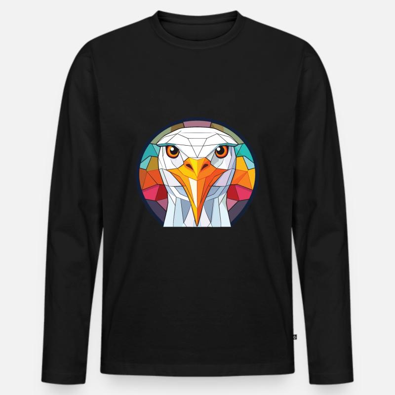 Möwe bunte Aquarell-Tier-Illustration - Männer Premium Bio Langarmshirt - Schwarz