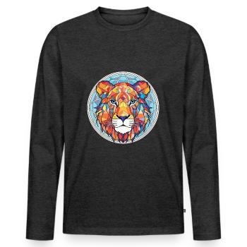 Liger Hybrid Löwe Tiger Katze Buntes Aquarell - Männer Premium Bio Langarmshirt - Anthrazit meliert - Vorne - Nico (187cm)