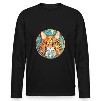 Somali-Katzenrasse bunte Aquarell-Illustration - Männer Premium Bio Langarmshirt - Schwarz - Vorne - Nico (187cm)