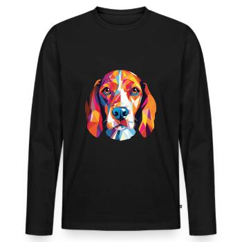 Beagle Harrier Scent Hound race chien aquarelle - T-shirt manches longues Premium bio Homme - noir - Devant - Nico (187cm)