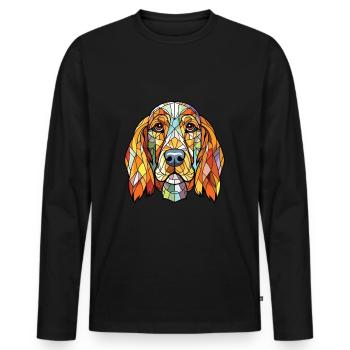 Basset Fauve De Bretagne Dog Breed Watercolor - Men's Premium Organic Long Sleeve Shirt - black - Front - Nico (187cm)