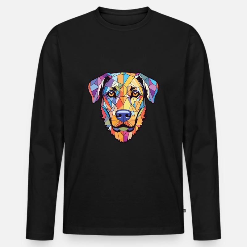 Deutsche Hunderasse Bunte Aquarell-Illustration - Männer Premium Bio Langarmshirt - Schwarz