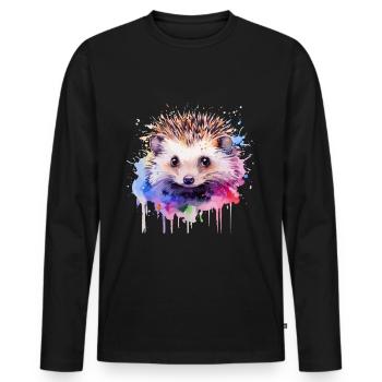 Igel, niedlicher Igel - Männer Premium Bio Langarmshirt - Schwarz - Vorne - Nico (187cm)