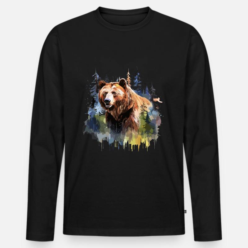 Grizzlybär, Braunbär - Männer Premium Bio Langarmshirt - Schwarz