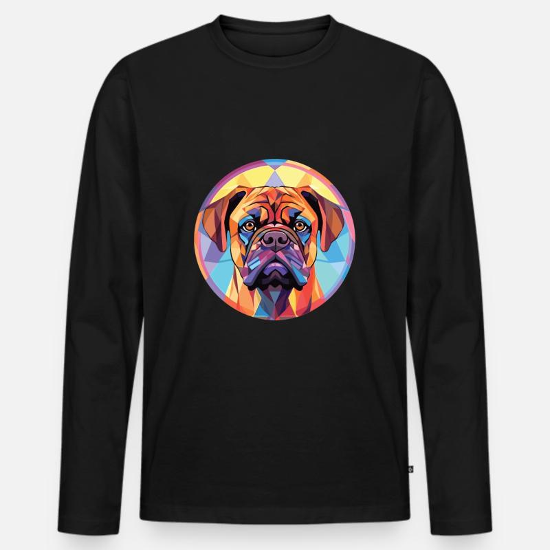 Bullmastiff Hunderasse Aquarell Illustration - Männer Premium Bio Langarmshirt - Schwarz