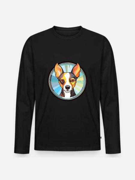 Ratterrier-Hunderasse Aquarell-Illustration - Männer Premium Bio Langarmshirt - Schwarz