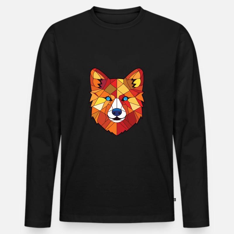 Finnischer Spitz Hunderasse Aquarell Illustration - Männer Premium Bio Langarmshirt - Schwarz