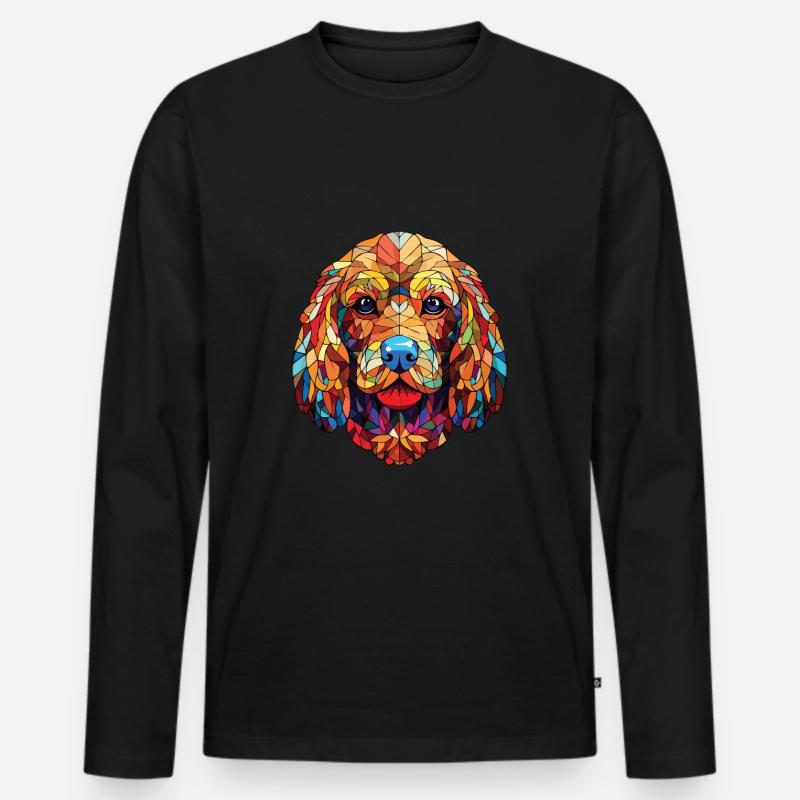 Cockapoo Hunderasse Aquarell Glas Illustration - Männer Premium Bio Langarmshirt - Schwarz