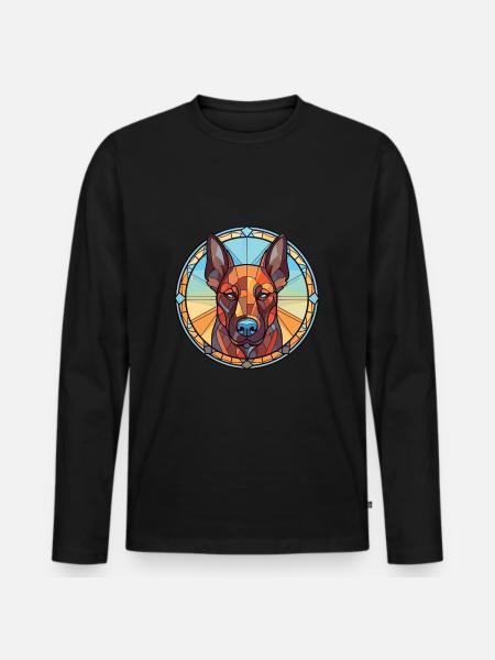 Belgian Shepherd Malinois Dog Breed Watercolor - Men's Premium Organic Long Sleeve Shirt - black