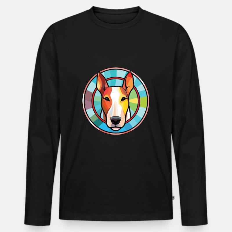Bullterrier-Hunderasse Aquarell-Illustration - Männer Premium Bio Langarmshirt - Schwarz