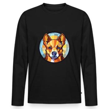 Lancashire Heeler Hunderasse buntes Aquarell - Männer Premium Bio Langarmshirt - Schwarz - Vorne - Nico (187cm)