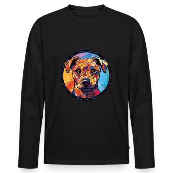 Patterdale Terrier Dog Breed Colorful Watercolor - Men's Premium Organic Long Sleeve Shirt - black - Front - Nico (187cm)
