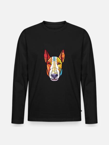 Bullterrier-Hunderasse Aquarell-Illustration - Männer Premium Bio Langarmshirt - Schwarz