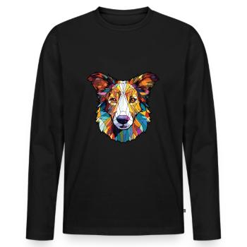 Scotch Collie Dog Breed Watercolor Illustration - Men's Premium Organic Long Sleeve Shirt - black - Front - Nico (187cm)