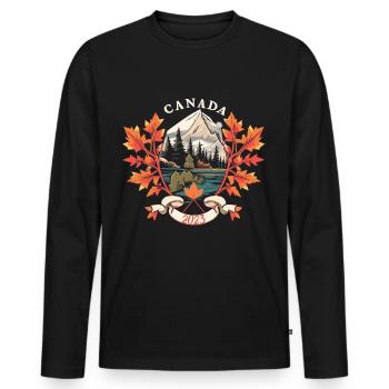 Kanada 2023 - Männer Premium Bio Langarmshirt - Schwarz - Vorne - Nico (187cm)