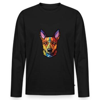 Lancashire Heeler Ormskirk Terrier Hund Aquarell - Männer Premium Bio Langarmshirt - Schwarz - Vorne - Nico (187cm)