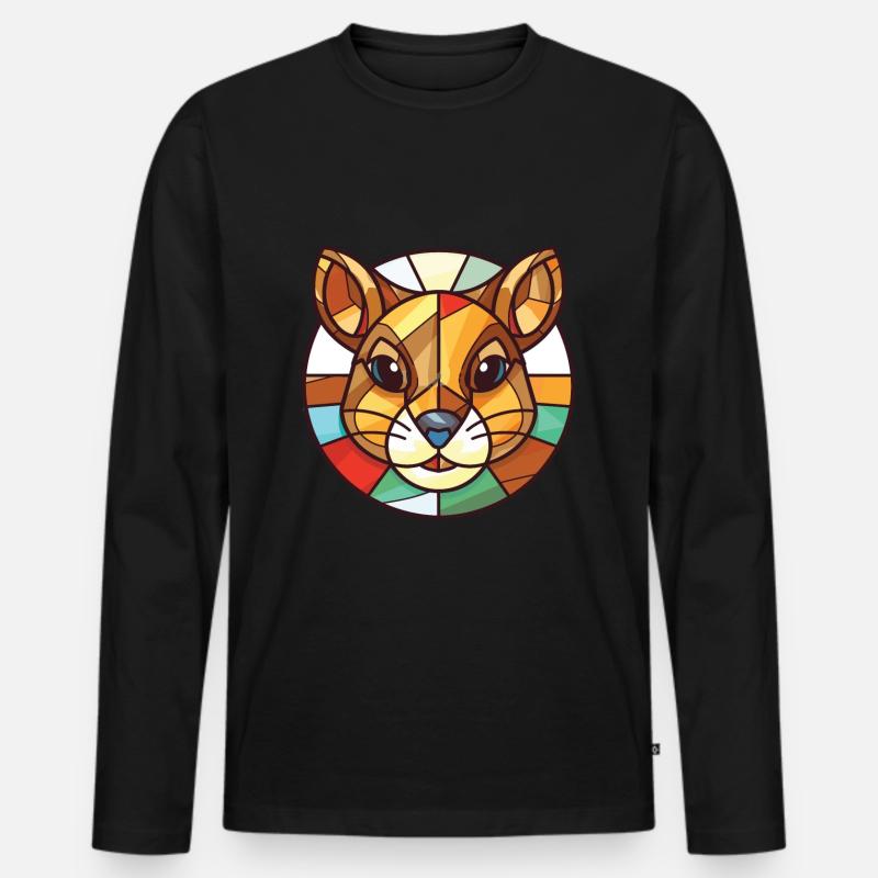 Chipmunk bunte Aquarell-Tierillustration - Männer Premium Bio Langarmshirt - Schwarz