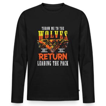 Wolf Wild Wolfpack - Männer Premium Bio Langarmshirt - Schwarz - Vorne - Nico (187cm)