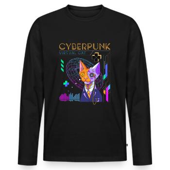Technologie Android du futur - T-shirt manches longues Premium bio Homme - noir - Devant - Nico (187cm)