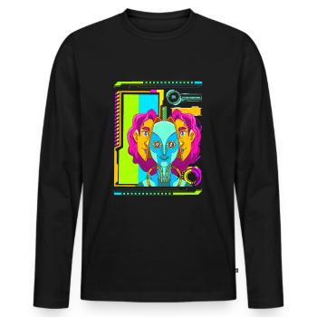 Cyberpunk Rétro Synthwave Futuriste - T-shirt manches longues Premium bio Homme - noir - Devant - Nico (187cm)