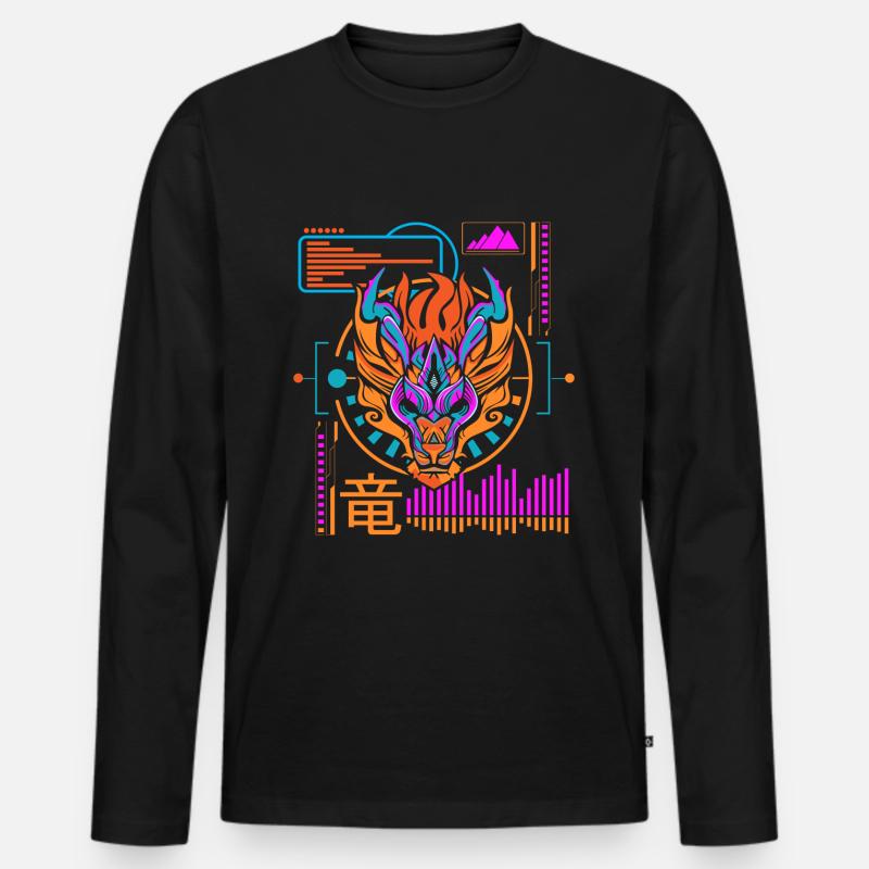 Zukunft Retro Futuristisch - Männer Premium Bio Langarmshirt - Schwarz