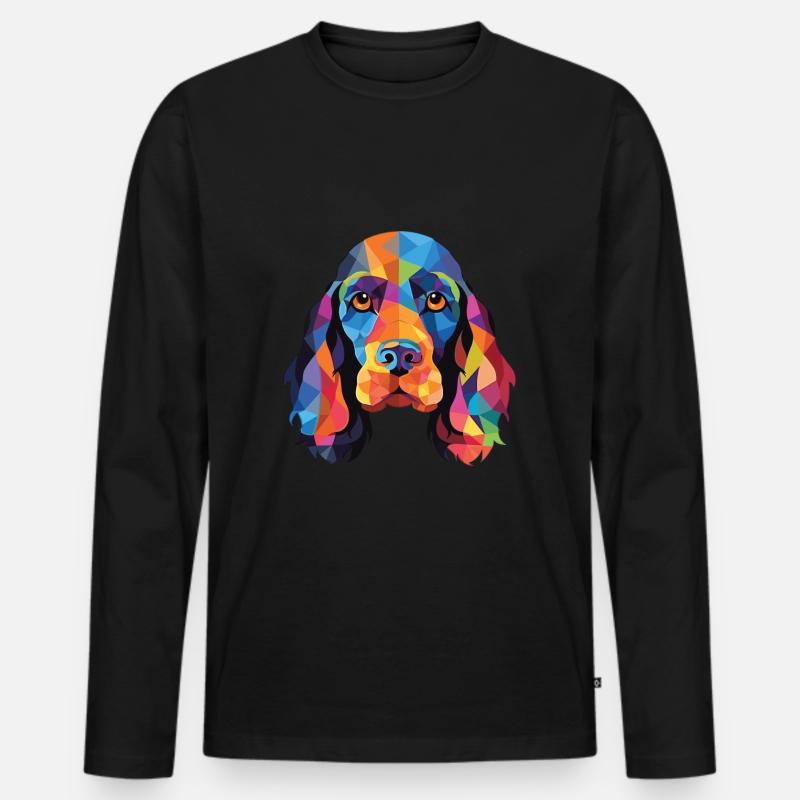 American Cocker Spaniel Hund Buntes Aquarell - Männer Premium Bio Langarmshirt - Schwarz