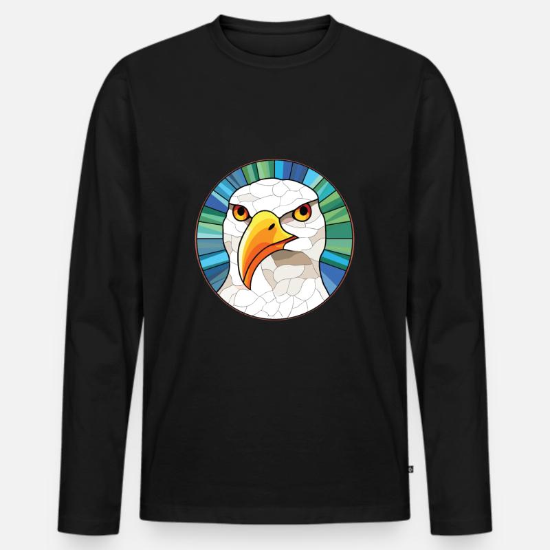 Möwe bunte Aquarell-Tier-Illustration - Männer Premium Bio Langarmshirt - Schwarz