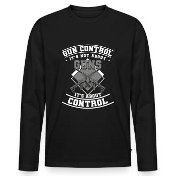Waffe Schießbereich Schütze Schießsport - Männer Premium Bio Langarmshirt - Schwarz - Vorne - Nico (187cm)