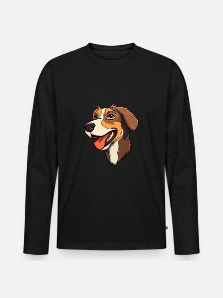 Laufhund Hunderasse Cartoon Kawaii Illustration - Männer Premium Bio Langarmshirt - Schwarz