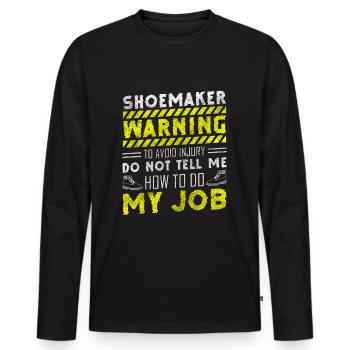 Schuhmacher Schuhe Leder Stiefel - Männer Premium Bio Langarmshirt - Schwarz - Vorne - Nico (187cm)
