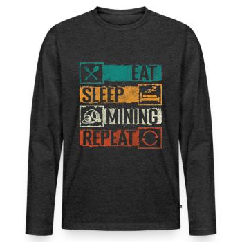 Pierres de mineur - T-shirt manches longues Premium bio Homme - anthracite chiné - Devant - Nico (187cm)