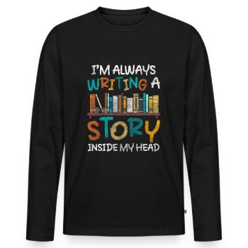 Écrivain Connaissance Fantasy Thriller - T-shirt manches longues Premium bio Homme - noir - Devant - Nico (187cm)