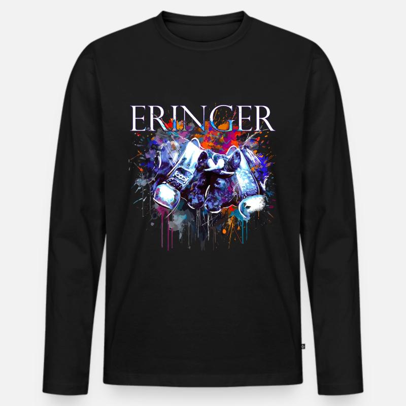 Kampfkuh, Schweizer Walliser Herdenskuh - Männer Premium Bio Langarmshirt - Schwarz
