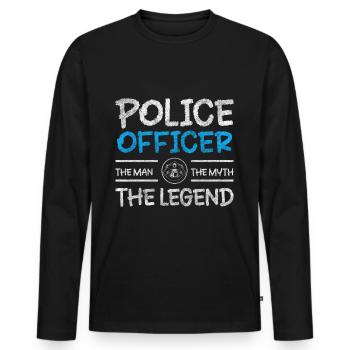 Policewoman Right Sheriff Handcuffs - Men's Premium Organic Long Sleeve Shirt - black - Front - Nico (187cm)