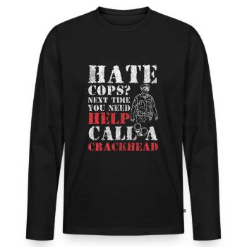 Polizistin Sheriff Sirene - Männer Premium Bio Langarmshirt - Schwarz - Vorne - Nico (187cm)