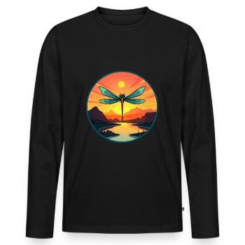 Dragonfly Colorful Watercolor Cartoon Kawaii Pet - Men's Premium Organic Long Sleeve Shirt - black - Front - Nico (187cm)